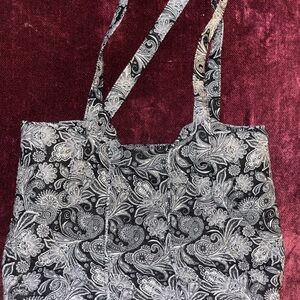 Floral Black and White Tote Bag